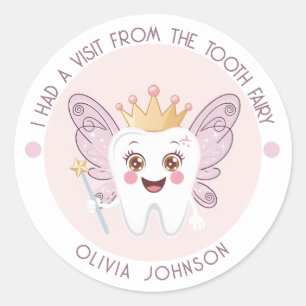 Pink Tooth Fairy  Classic Round Sticker