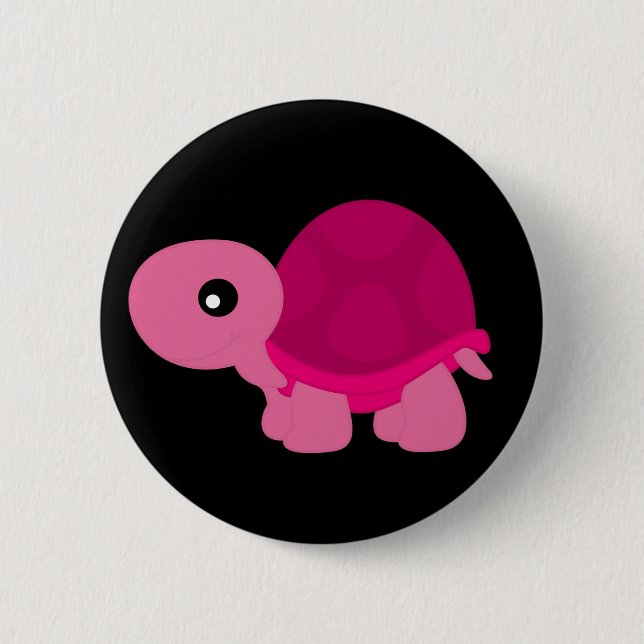 Pink Tortoise 2 Inch Round Button (Front)