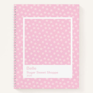 Pink Tossed Stars Large Transparent Frame Notebook