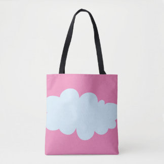 Pink tote bag with cloud patterns