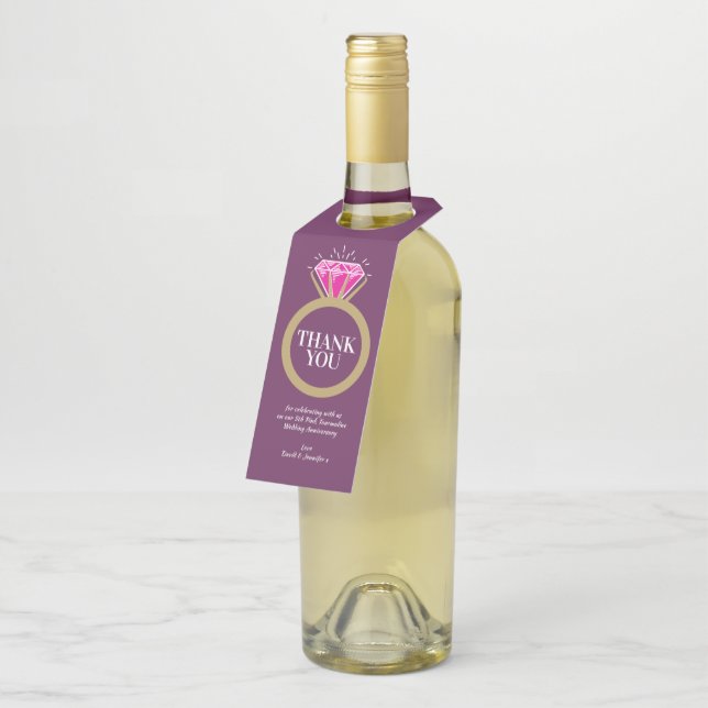 Pink Tourmaline 5th wedding anniversary favour Bottle Tag (Angled)