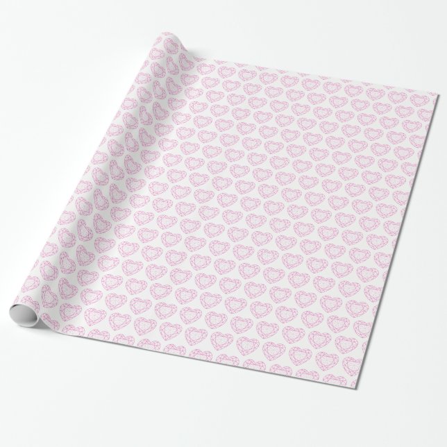 Pink Tourmaline gemstone heart line pattern Wrapping Paper (Unrolled)