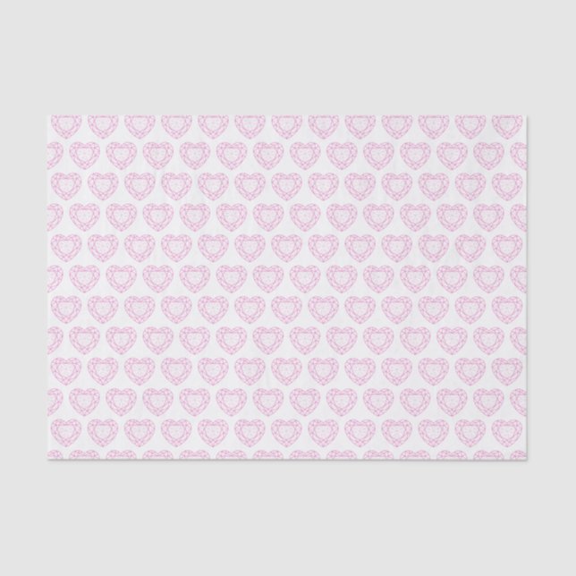 Pink tourmaline gemstone heart pattern tissue paper (Front)