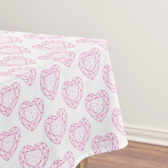 Pink tourmaline gemstones heart line pattern cloth (In Situ)