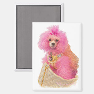 pink toy poodle magnet, pink poodle, refrigerator magnet