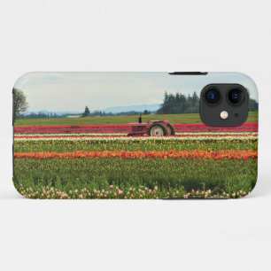 Pink Tractor in Tulip Field, Oregon iPhone 11 Case