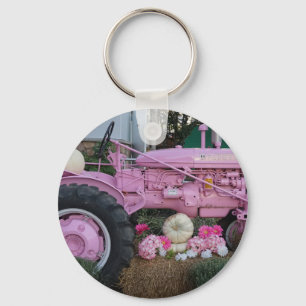 Pink Tractor Keychain