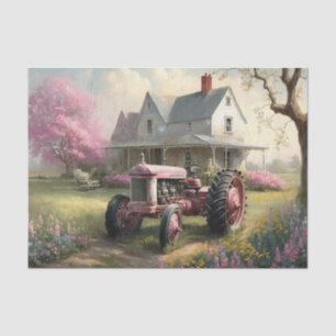 Pink Tractor  Tissue Paper