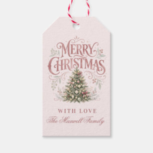 Pink Traditional Christmas Tree   Pinkmas Gift Tags