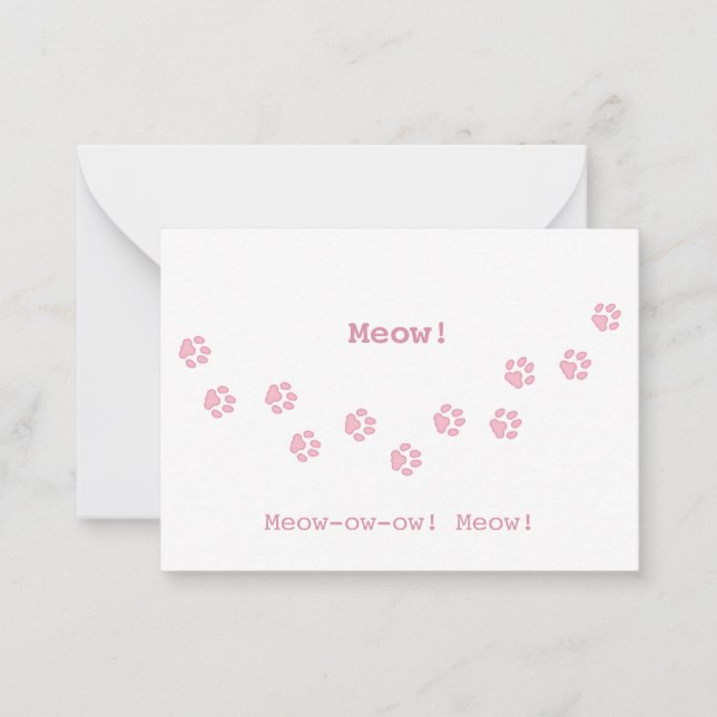 Pink Trail of Cat Paw Print Fun Customizable Card (Front)
