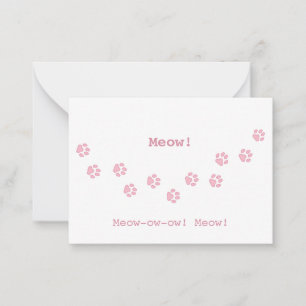 Pink Trail of Cat Paw Print Fun Customizable Card