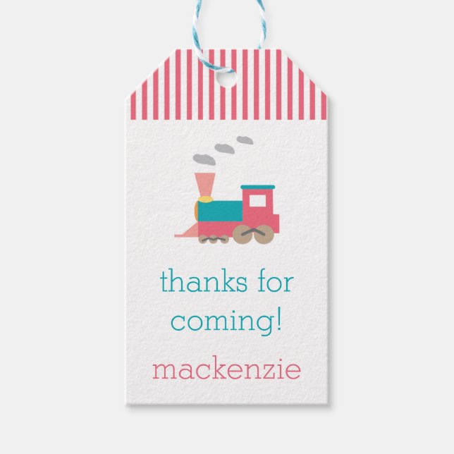 Pink Train Birthday Gift Tag (Front)