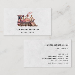 Pink Train Engine Vintage Steampunk Style Business Card