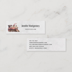 Pink Train Engine Vintage Steampunk Style Mini Business Card