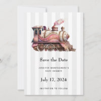 Pink Train Engine Vintage Steampunk Style