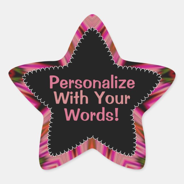 Pink Trance Stripes Pattern Star Sticker (Front)