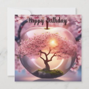 Pink Translucent Apple With Apple Tree Scene,