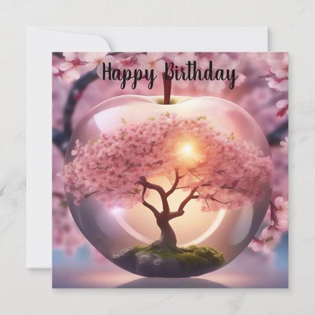 Pink Translucent Apple With Apple Tree Scene, (Front)
