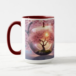 Pink Translucent Apple With Apple Tree Scene, Mug