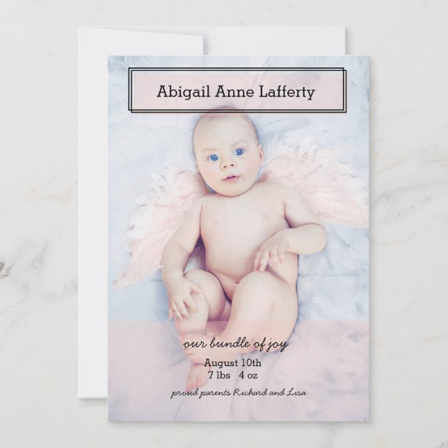 Pink Transparency Box Birth Announcement (Front)