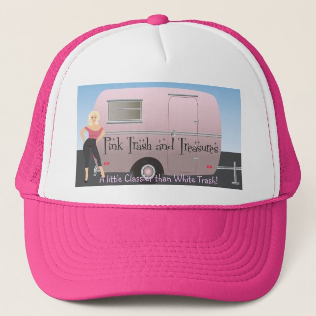 Pink Trash and Treasures logo Trucker Hat (Front)