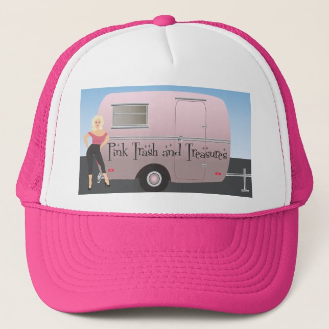 Pink Trash and Treasures logo Trucker Hat (Front)