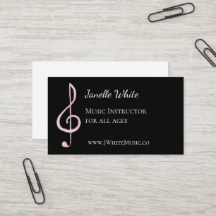 Pink Treble Clef Music Business Cards