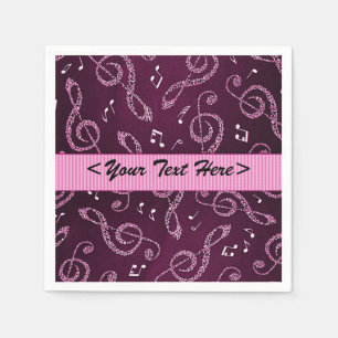 Pink Treble Clefs Stylish Personalize Napkins