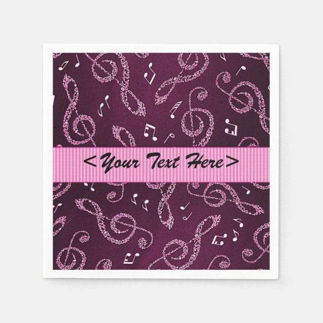 Pink Treble Clefs Stylish Personalize Napkins (Front)