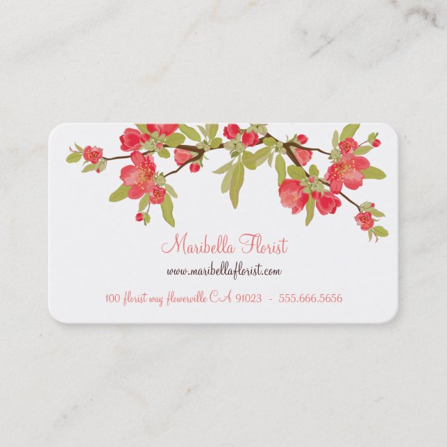 Pink Tree Blossom Business Cards (Front)