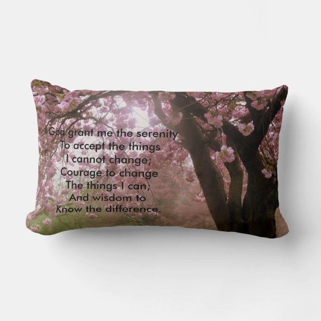 Pink Tree Blossom Serenity Verse Cushion (Front)