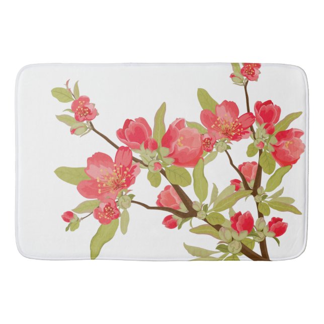 Pink Tree Blossoms Bath Mat (Front)