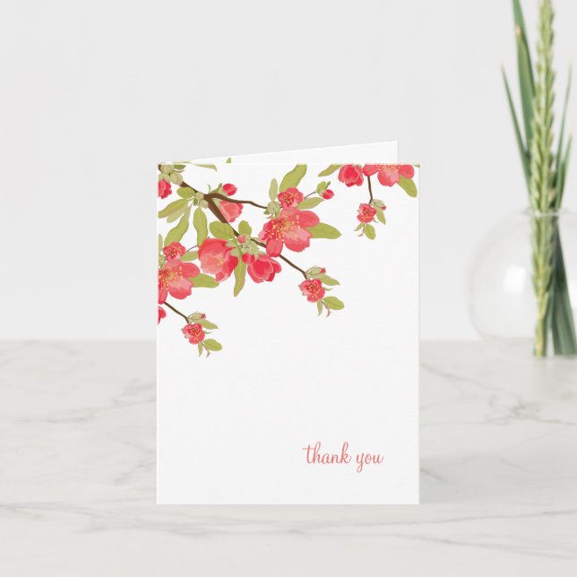 Pink Tree Blossoms Mariage Merci Cartes (Devant)