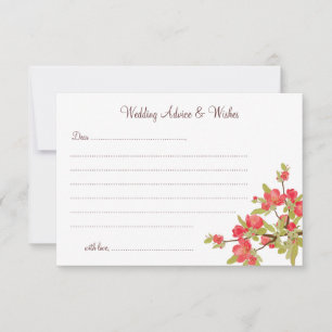 Pink Tree Blossoms Wedding Advice & Wishes Cards