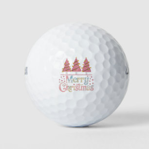 Pink Tree Christmas Holiday Winter Girl  Golf Balls