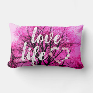 Pink Tree Design - Love Life Lumbar Pillow