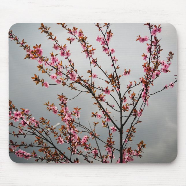 Pink tree flowers mouse pad (Front)
