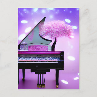 Pink Tree Grand Piano Postcard