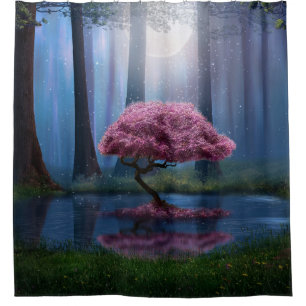 Pink Tree Pond Forest Photomanipulation