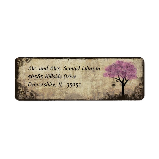Pink Tree Return Address Label (Front)