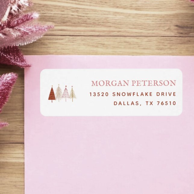Pink Tree Winter Baby Shower Return Address (Creator Uploaded)