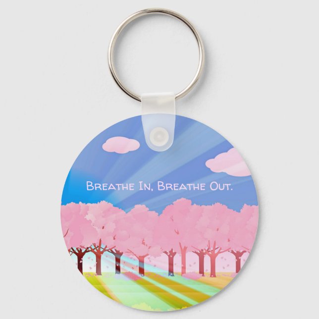 Pink Trees Breathe In Breathe Out Keychain (Front)