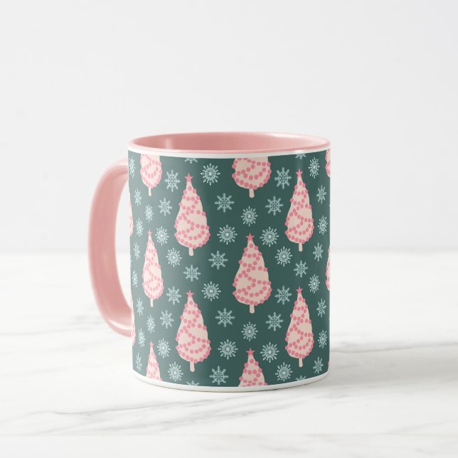 Pink Trees Christmas Mug (Front Left)