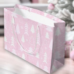 Pink Trees Winter Christmas Large Gift Bag<br><div class="desc">Pink gift bag with trees for Christmas and wintertime - Kate Eden Art</div>