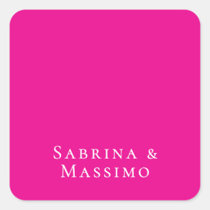 Pink Trendy Modern Minimalist Your Name Square Sticker