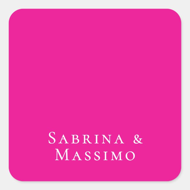 Pink Trendy Modern Minimalist Your Name Square Sticker (Front)