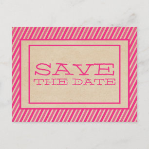 Pink Trendy Stripes Enregistrer la date Carte post