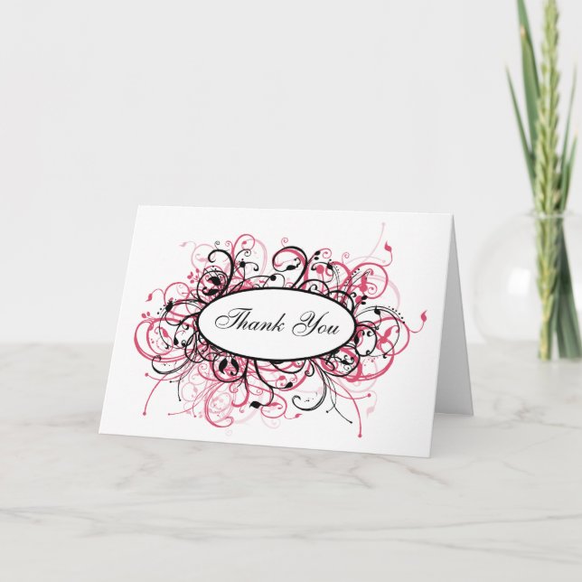 pink trendy Thank You Card (Front)