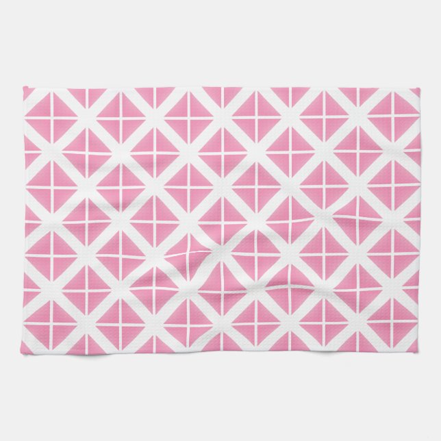 Pink Trendy Triangle Pattern Kitchen Towel (Horizontal)