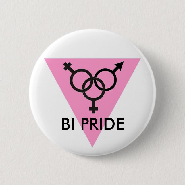 PINK TRIANGLE BI PRIDE SYMBOL 2 INCH ROUND BUTTON (Front)